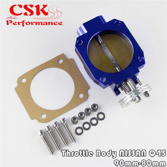 Universal Throttle Body Intake Q45 90mm - 80mm  For Nissan Rb25Det Rb26Det Rb20 GTs Blue CSK PERFORMANCE