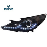 Vland Factory Car Accessories Head Lamp for Hyundai Sonata 2011-2016 LED Head Light with Angel Eyes 