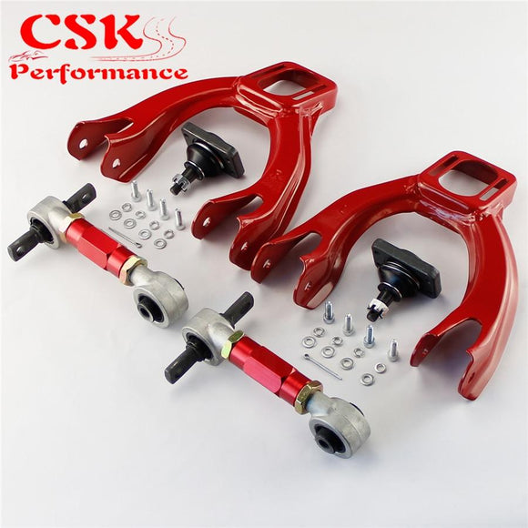 Upper Front+Rear Control Arm Adjustable Camber For 92-95 Honda Civic Eg Ej  Red