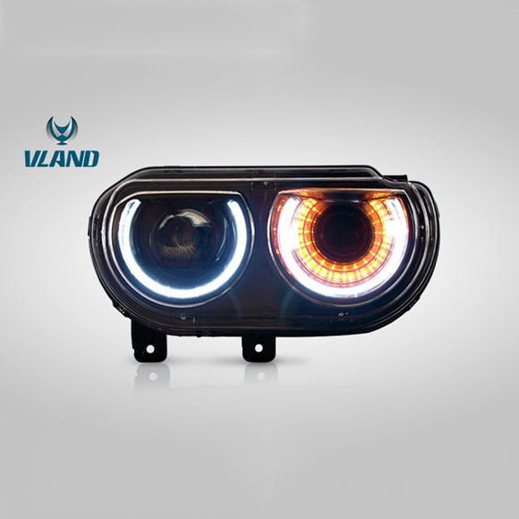 Vland Factory Car Accessories Head Lamp for Dodge Challenger 2008-2014 LED Head Light with Sequential