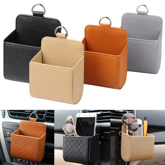 High Quality PU Tentacle desirable, convenient and practical Car Auto Outlet Air Vent Trash Case Mobile Phone Holder Bag Pouch