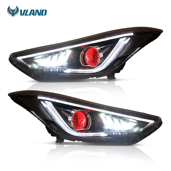 Vland Factory Car Accessories for Led Head Lamp for Hyundai Elantra 2012-2015 with Demon Eye Head Light