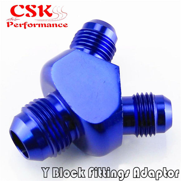 Y Block Shape AN8*AN6*AN6 Male to Male Reducer Fittings Adaptor Nitrous Blue Black