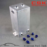 4L Universal drawing polishing naluminum Swirl Pot Fuel Surge Tank 4 Litre with fittings black / blue