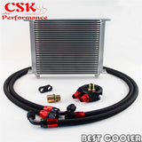 30 Row AN-8/AN8 Engine Transmission Oil Cooler + Filter Adapter Kit Black