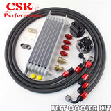 7 Row AN-8 Engine Trust Oil cooler + 8AN Filter Relocation Nylon Steel hose kit
