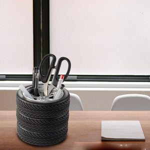 Tuning Car Truck Rubber Tire Wheel Rim Pen Holder Desktop Display Deco Storage Office Organizer Desk Accessories