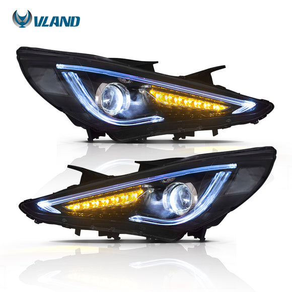 Vland For 2011-2014 Hyundai Sonata Headlights New Design Led  Head Lamp  Assembly Angle Eyes Headlight