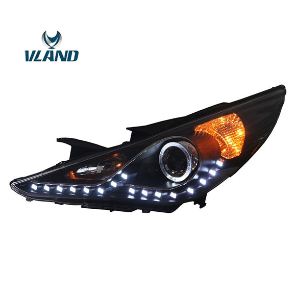 Vland Factory Car Accessories Head Lamp for Hyundai Sonata 2011-2016 LED Head Light with Angel Eyes 
