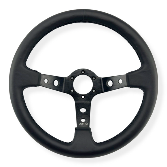 Tomu Ebisu Black Spoke with Black Leather Steering Wheel - Tokyo Tom's