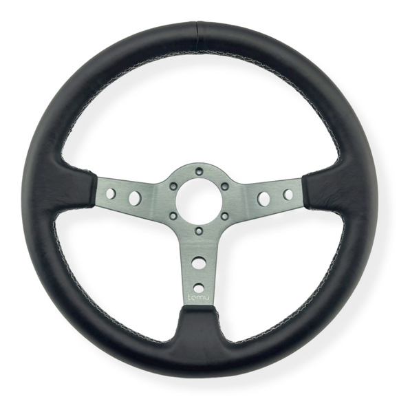 Tomu Ebisu Pewter Spoke with Black Leather Steering Wheel - Tokyo Tom's