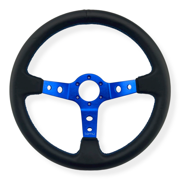 Tomu Ebisu Blue Spoke with Black Leather Steering Wheel - Tokyo Tom's