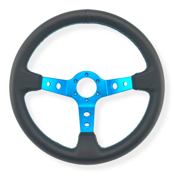 Tomu Ebisu Teal Spoke with Black Leather Steering Wheel
