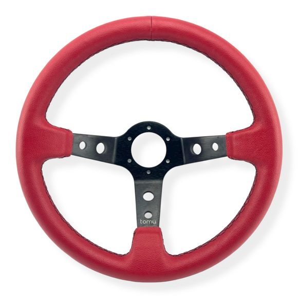 Tomu Ebisu Black Spoke with Red Leather Steering Wheel - Tokyo Tom's