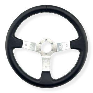 Tomu Ebisu Silver Spoke with Black Leather Steering Wheel