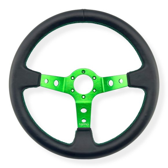 Tomu Ebisu Green Spoke with Black Leather Steering Wheel - Tokyo Tom's