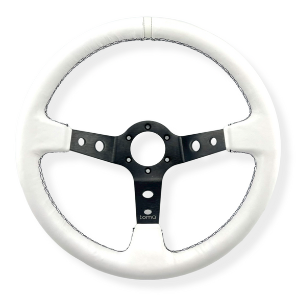 Tomu Ebisu Black Spoke with White Leather Steering Wheel - Tokyo Tom's