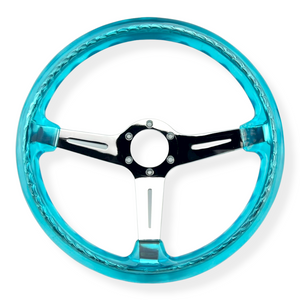 Tomu Chrome & Blue Twister Steering Wheel - Tokyo Tom's
