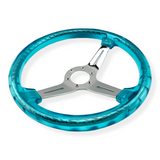 Tomu Chrome & Blue Twister Steering Wheel