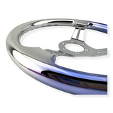 Tomu Silver and Blue Chrome with Chrome Spoke Steering Wheel