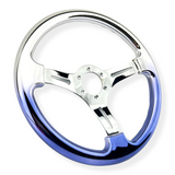 Tomu Silver and Blue Chrome with Chrome Spoke Steering Wheel Tomu