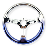 Tomu Silver and Blue Chrome with Chrome Spoke Steering Wheel Tomu