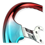 Tomu Red & Blue Chrome with Chrome Spoke Steering Wheel Tomu