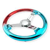 Tomu Red & Blue Chrome with Chrome Spoke Steering Wheel