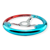 Tomu Red & Blue Chrome with Chrome Spoke Steering Wheel Tomu