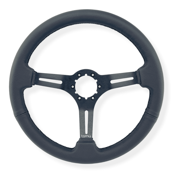Tomu Akagi Black Leather Steering Wheel - Tokyo Tom's