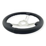 Tomu Akagi Black Leather and Silver Steering Wheel - Tomu - [www.Tomu-Store.com]