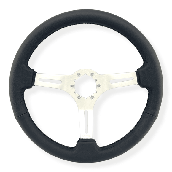 Tomu Akagi Black Leather and Silver Steering Wheel - Tokyo Tom's