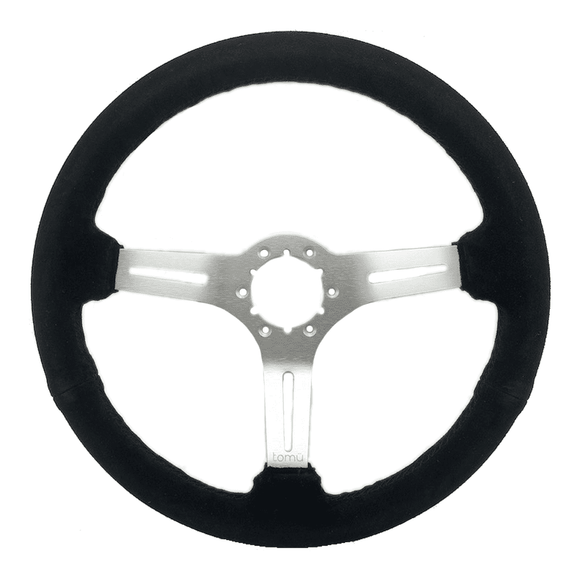 Tomu Akagi Black Suede and Silver Alloy Steering Wheel - Tomu - [www.Tomu-Store.com]