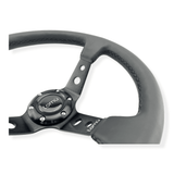 Tomu Ebisu Black Spoke with Black Leather Steering Wheel - Tomu - [www.Tomu-Store.com]