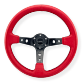 Tomu Ebisu Black Spoke with Red Leather Steering Wheel - Tomu - [www.Tomu-Store.com]