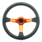 Tomu Ebisu Orange Spoke with Black Leather Steering Wheel - Tomu - [www.Tomu-Store.com]