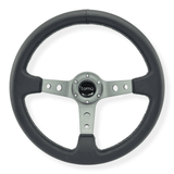 Tomu Ebisu Pewter Spoke with Black Leather Steering Wheel - Tomu - [www.Tomu-Store.com]