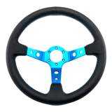 Tomu Ebisu Teal Spoke with Black Leather Steering Wheel - Tomu - [www.Tomu-Store.com]