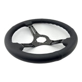 Tomu Fuji Black Perforated Leather and Black Mirror Chrome Spoke Steering Wheel - Tomu - [www.Tomu-Store.com]