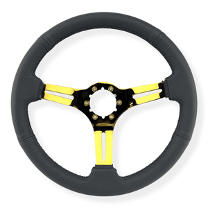 Tomu Fuji Black Perforated Leather with Gold Spoke Steering Wheel - Tomu - [www.Tomu-Store.com]