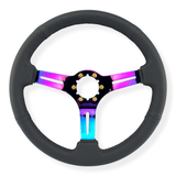 Tomu Fuji Black Perforated Leather with Neo Chrome Spoke Steering Wheel - Tomu - [www.Tomu-Store.com]