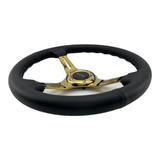 Tomu Tsukuba Black Leather with Gold Spoke Steering Wheel - Tomu - [www.Tomu-Store.com]
