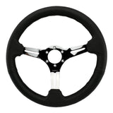 Tomu Tsukuba Black Leather with Mirror Chrome Spoke Steering Wheel - Tomu - [www.Tomu-Store.com]