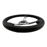 Tomu Tsukuba Black Leather with Mirror Chrome Spoke Steering Wheel - Tomu - [www.Tomu-Store.com]