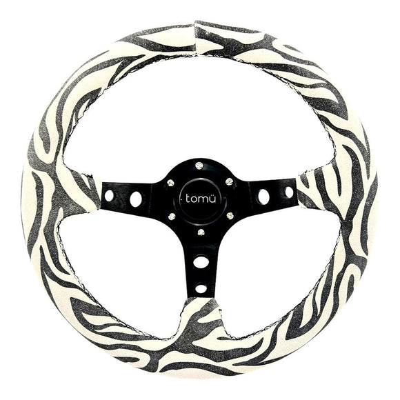 Tomü Zebra Suede Leather Steering Wheel [TokyoToms.com]