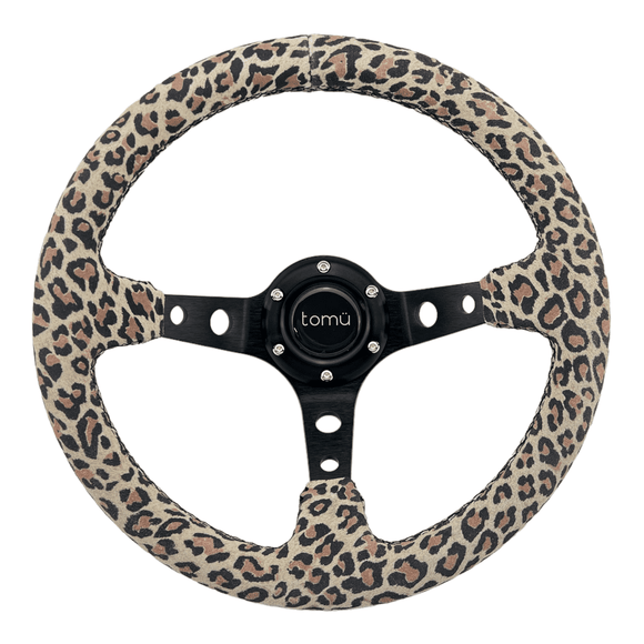 Tomü cheetah Suede Leather Steering Wheel [TokyoToms.com]