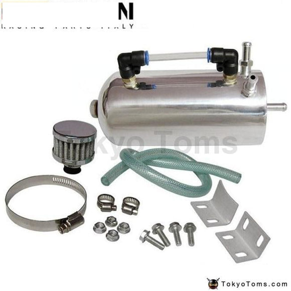 Alloy Polished Chrome Universal Oil Catch Can Breather Tank Kit With Air Filter Fuel Systems