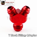 An-10 Inlet An8X2 Outlet Y Block Performance Aluminum Alloy Fittings Adapter Nos Blue/red/black