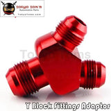 An-10 Inlet An8X2 Outlet Y Block Performance Aluminum Alloy Fittings Adapter Nos Blue/red/black