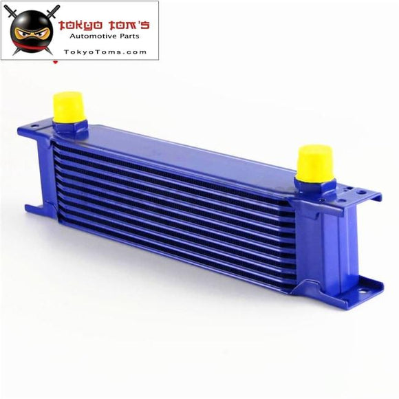 An10 10 Row Aluminum Engine Transmission Oil Cooler Radiator British Style Blue